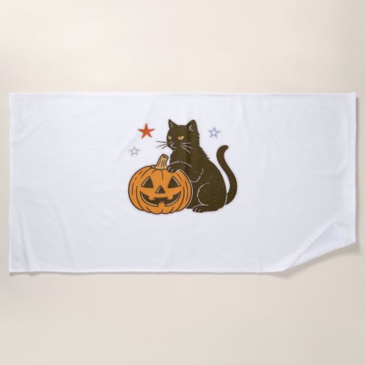 Spooky Sweet Halloween Kat Classic T-shirt Strandlaken (Voorkant)