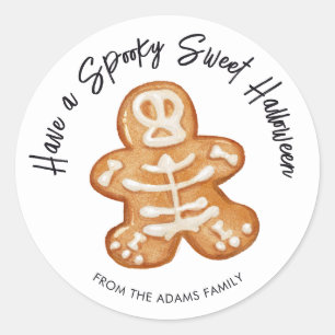 Spooky Sweet Halloween Skelet Sugar Cookie Ronde Sticker