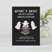 Spooky & Sweet Halloween Verjaardag uitnodiging (Staand voorkant)