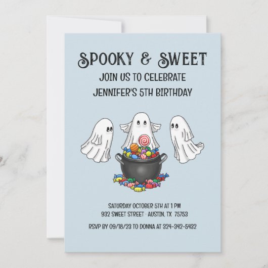 Spooky & Sweet Halloween Verjaardag uitnodiging (Voorkant)