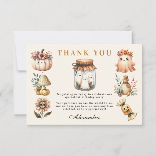 Spooky Sweet ONE Celebration Bedankkaart (Voorkant)