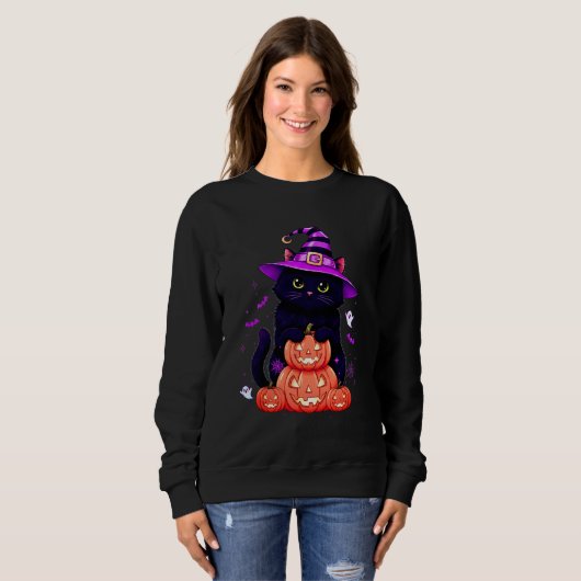 Spooky Sweet Pumpkin Kat Sweatshirt (Voorkant volledig)