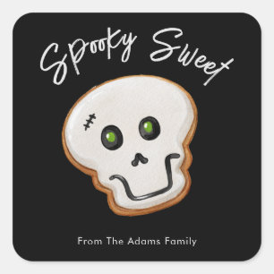 Spooky Sweet Skull Sugar Cookie Vierkante Sticker