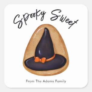 Spooky Sweet Witch Pet Sugar Cookie Vierkante Sticker