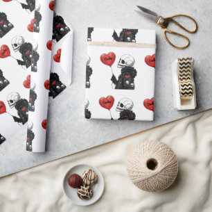 Spooky Sweetheart -  schedel met ballon Cadeaupapier
