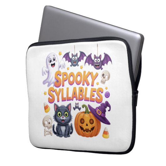 Spooky Syllables Laptop Sleeve (Voorkant Links)
