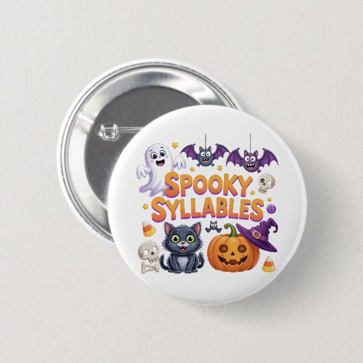 Spooky Syllables Ronde Button 5,7 Cm (Voorkant /achterkant)