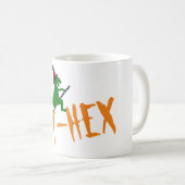 Spooky T-hex T-rex heks grappige halloween Koffiemok (Voorkant rechts)