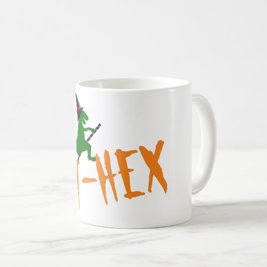 Spooky T-hex T-rex heks grappige halloween Koffiemok (Voorkant rechts)