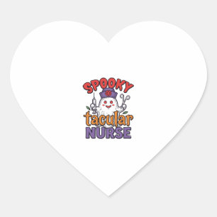 Spooky Tacular Verpleegster Halloween Geest T-Shir Hart Sticker