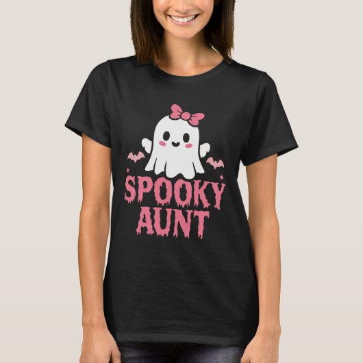Spooky Tante Familie Leuke Roze Wit Ghost Boo Hall T-shirt (Voorkant)