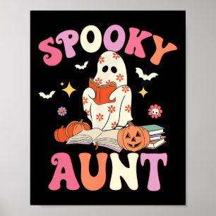Spooky tante Retro Groovy Floral Ghost Halloween C Poster