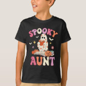 Spooky tante Retro Groovy Floral Ghost Halloween C T-shirt (Voorkant)