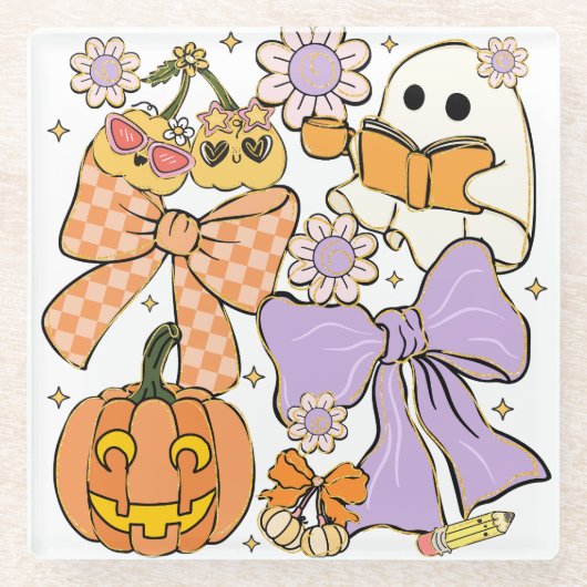 Spooky Teacher Halloween Glazen Onderzetter (Voorkant)