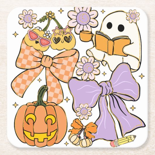 Spooky Teacher Halloween Kartonnen Onderzetters (Voorkant)