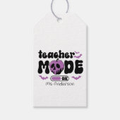Spooky Teacher Halloween "Mode On" Apple & Bats Cadeaulabel (Voorkant)