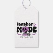 Spooky Teacher Halloween "Mode On" Apple & Bats Cadeaulabel (Achterkant)
