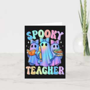Spooky Teacher Pastel Galaxy Ghost Halloween Trick Kaart