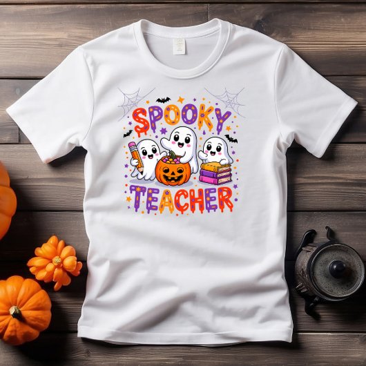 Spooky Teacher Retro Halloween Design Tri-Blend Shirt