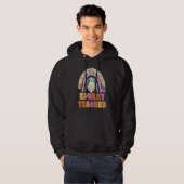 Spooky Teacher Retro Spooky Floral Ghost Hippie Ha Hoodie (Voorkant volledig)