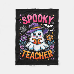 Spooky Teacher Schattige Ghost Reading Book Funny  Fleece Deken