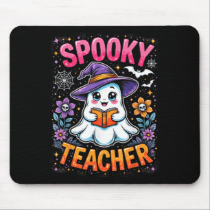 Spooky Teacher Schattige Ghost Reading Book Funny  Muismat