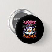 Spooky Teacher Schattige Ghost Reading Book Funny Ronde Button 5,7 Cm (Voorkant /achterkant)