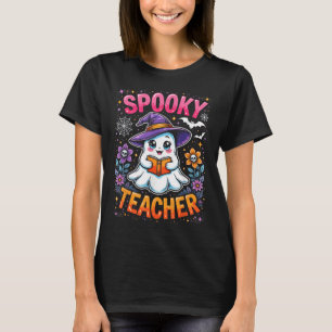 Spooky Teacher Schattige Ghost Reading Book Funny  T-shirt