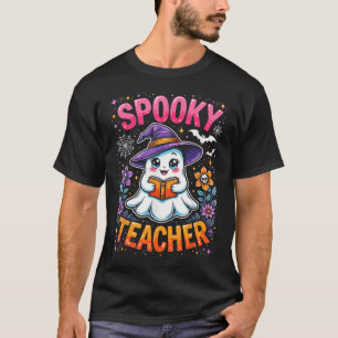 Spooky Teacher Schattige Ghost Reading Book Funny  T-shirt
