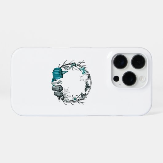 Spooky Teal and Grey Halloween Frame Tee Shirts iPhone Hoesje (Achterkant horizontaal)