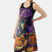 Spooky teckel hond Halloween heks en pompoen Schort (Insitu)