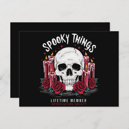 Spooky Things Appreciation Society Skull Rozen Briefkaart (Voorkant / Achterkant)