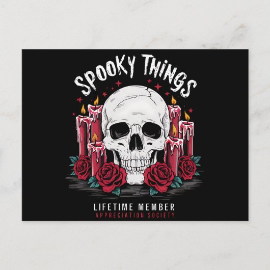 Spooky Things Appreciation Society Skull Rozen Briefkaart (Voorkant)