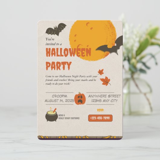 Spooky Things Halloween Uitnodiging (Staand voorkant)