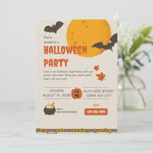 Spooky Things Halloween Uitnodiging (Staand voorkant)