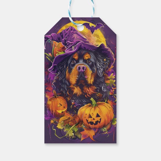 Spooky Tibetaanse Mastiff Hond Halloween Heksenpom Cadeaulabel (Achterkant)