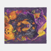 Spooky Tibetaanse Mastiff Hond Halloween Heksenpom Fleece Deken (Voorkant (Horizontaal))