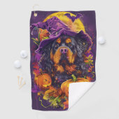 Spooky Tibetaanse Mastiff Hond Halloween Heksenpom Golfhanddoek (Insitu)