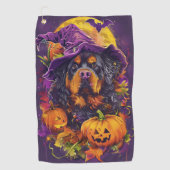 Spooky Tibetaanse Mastiff Hond Halloween Heksenpom Golfhanddoek (Voorkant)