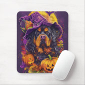 Spooky Tibetaanse Mastiff Hond Halloween Heksenpom Muismat (Met muis)
