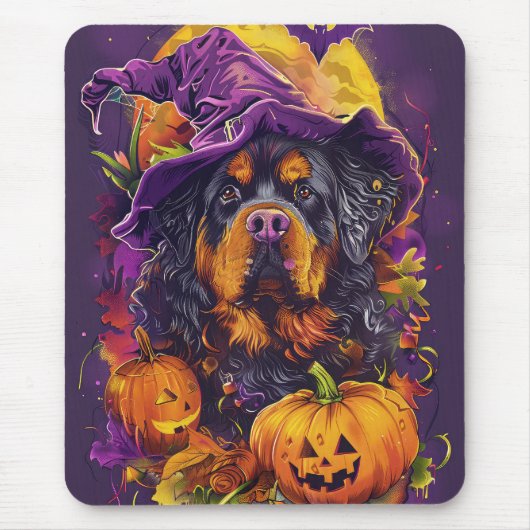 Spooky Tibetaanse Mastiff Hond Halloween Heksenpom Muismat (Voorkant)