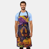 Spooky Tibetaanse Mastiff Hond Halloween Heksenpom Schort (Gedragen)