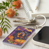 Spooky Tibetaanse Mastiff Hond Halloween Heksenpom Sleutelhanger (Voorkant Rechts)