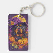 Spooky Tibetaanse Mastiff Hond Halloween Heksenpom Sleutelhanger (achterkant)