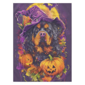 Spooky Tibetaanse Mastiff Hond Halloween Heksenpom Tafelkleed (Voorkant)