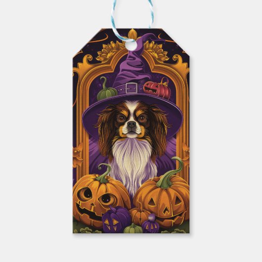 Spooky Tibetaanse Spaniel Hond Halloween Heksenpom Cadeaulabel (Voorkant)