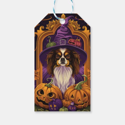 Spooky Tibetaanse Spaniel Hond Halloween Heksenpom Cadeaulabel (Achterkant)