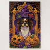 Spooky Tibetaanse Spaniel Hond Halloween Heksenpom Legpuzzel (Verticaal)