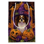 Spooky Tibetaanse Spaniel Hond Halloween Heksenpom Medium Cadeauzakje (Voorkant)