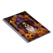 Spooky Tibetaanse Spaniel Hond Halloween Heksenpom Notitieboek (Rechterzijde)